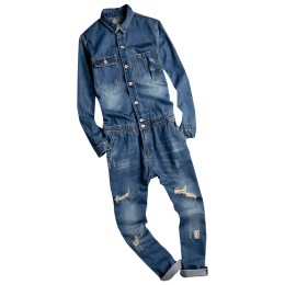 Denim overalls overalls men's trend loose autumn and winter Korean casual jumpsuits men's suit trendy brand suit blue jean coveralls SKWK076 Denim overalls overalls men's trend loose autumn and winter Korean casual jumpsuits men's suit trendy brand suit blue jean coveralls SKWK076